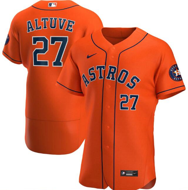 Men's Houston Astros #27 Jose Altuve Orange MLB Flex Base Stitched Jersey