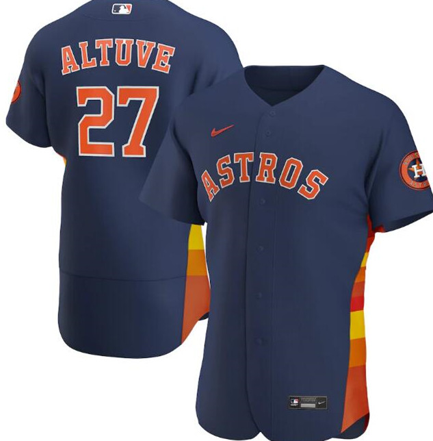 Men's Houston Astros #27 Jose Altuve Navy MLB Flex Base Stitched Jersey