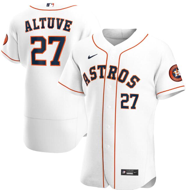 Men's Houston Astros #27 Jose Altuve White MLB Flex Base Stitched Jersey