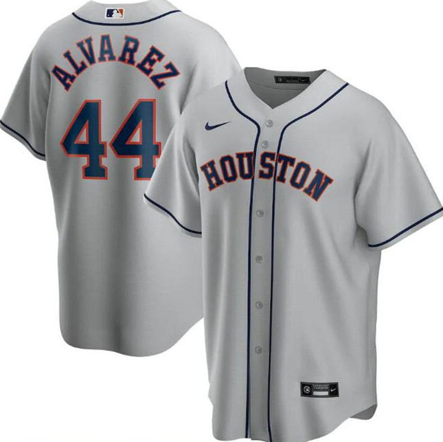 Men's Houston Astros #44 Yordan Alvarez Grey MLB Cool Base Stitched Jersey