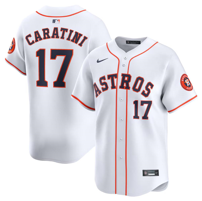 Men's Houston Astros #17 Victor Caratini White 2024 Home Limited Stitched Baseball Jersey