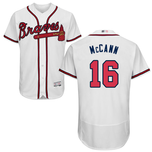 Braves #16 Brian McCann White Flexbase Authentic Collection Stitched MLB Jersey