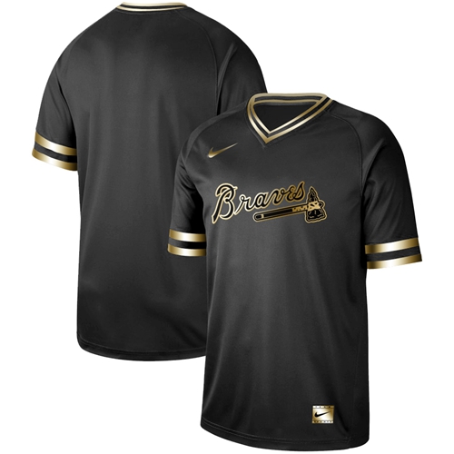 Nike Braves Blank Black Gold Authentic Stitched MLB Jersey