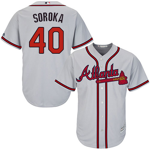 Braves #40 Mike Soroka Grey New Cool Base Stitched MLB Jersey