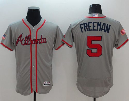 Braves #5 Freddie Freeman Grey Fashion Stars & Stripes Flexbase Authentic Stitched MLB Jersey