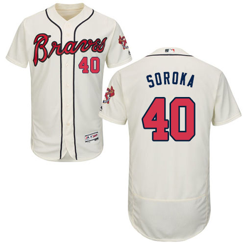 Braves #40 Mike Soroka Cream Flexbase Authentic Collection Stitched MLB Jersey