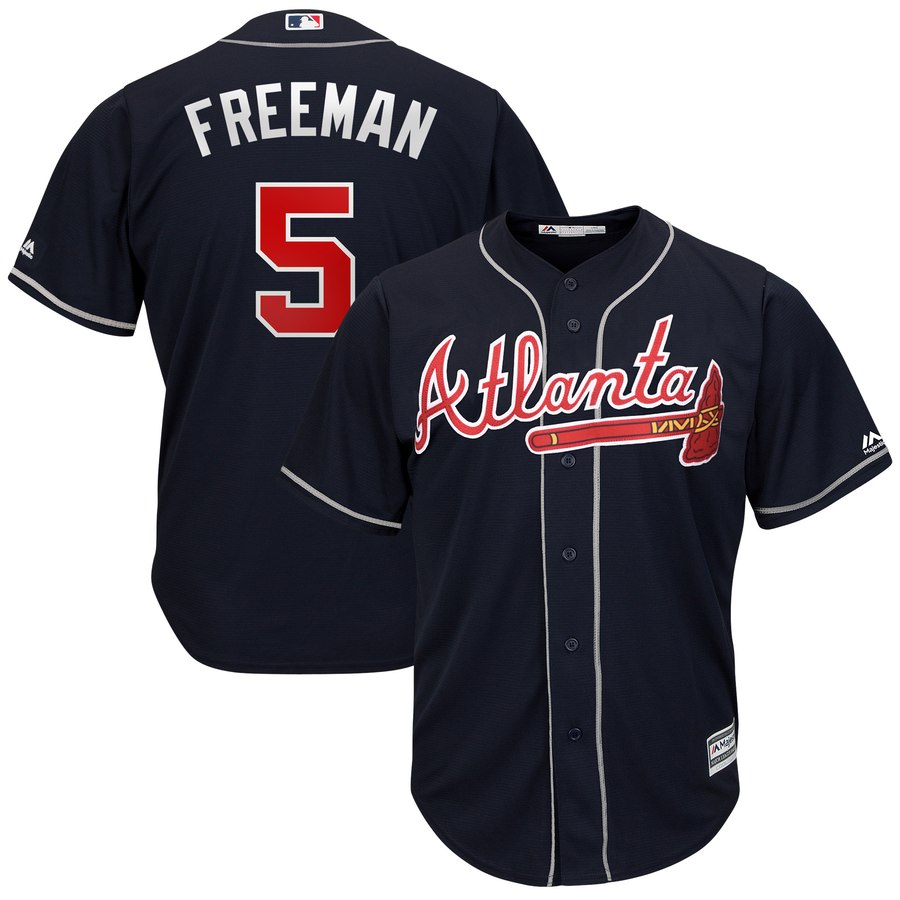 Braves #5 Freddie Freeman Navy 2019 Alternate Official Cool Base Stitched MLB Jersey