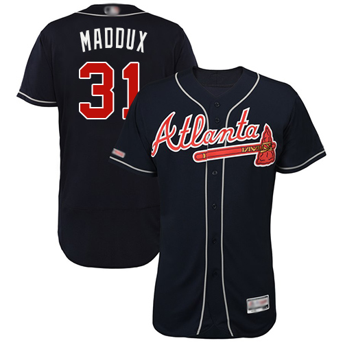 Braves #31 Greg Maddux Navy Blue Flexbase Authentic Collection Stitched MLB Jersey