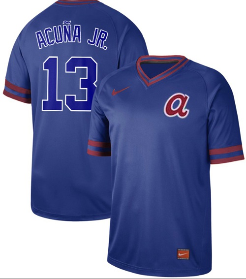 Nike Braves #13 Ronald Acuna Jr. Royal Authentic Cooperstown Collection Stitched MLB Jersey