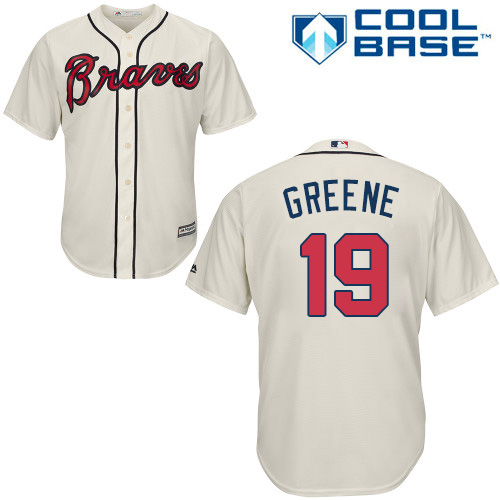 Braves #19 Shane Greene Cream New Cool Base Stitched MLB Jersey