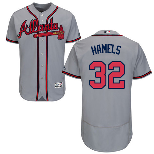 Braves #32 Cole Hamels Grey Flexbase Authentic Collection Stitched MLB Jersey