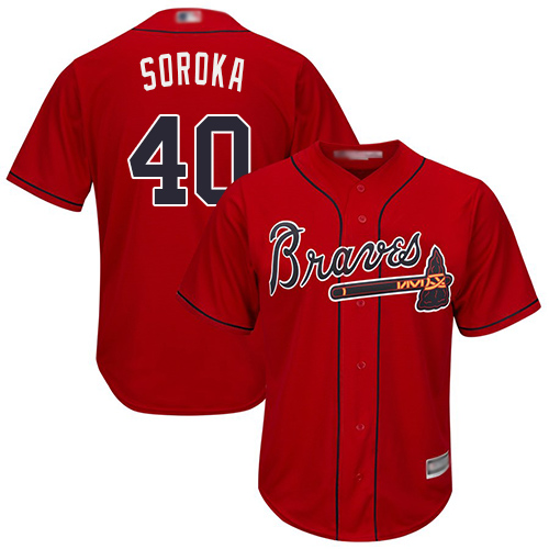 Braves #40 Mike Soroka Red New Cool Base Stitched MLB Jersey