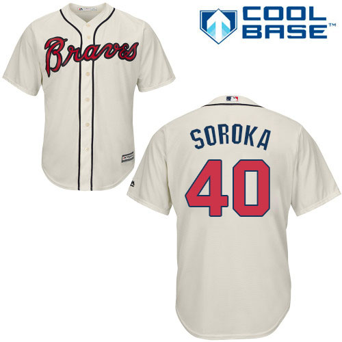 Braves #40 Mike Soroka Cream New Cool Base Stitched MLB Jersey