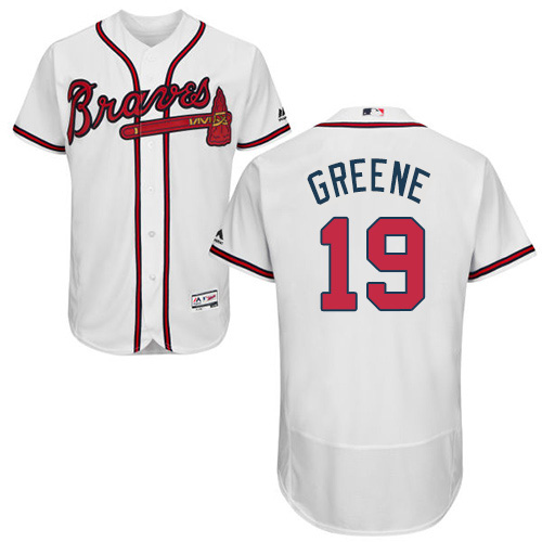 Braves #19 Shane Greene White Flexbase Authentic Collection Stitched MLB Jersey