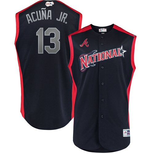 Braves #13 Ronald Acuna Jr. Navy 2019 All-Star National League Stitched MLB Jersey