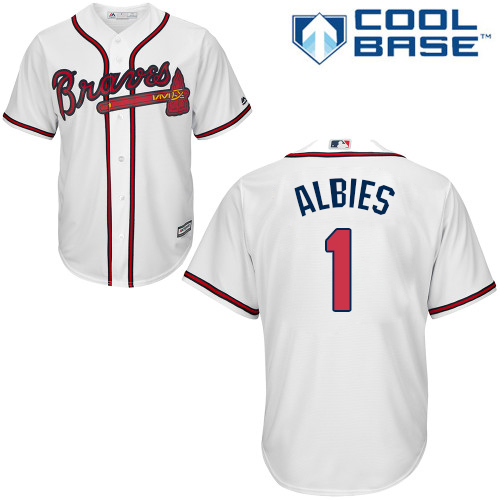 Braves #1 Ozzie Albies White New Cool Base Stitched MLB Jersey
