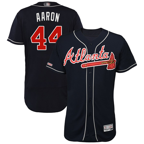 Braves #44 Hank Aaron Navy Blue Flexbase Authentic Collection Stitched MLB Jersey