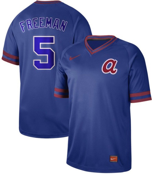 Nike Braves #5 Freddie Freeman Royal Authentic Cooperstown Collection Stitched MLB Jersey