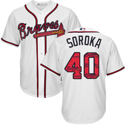 Braves #40 Mike Soroka White Team Logo Fashion Stitched MLB Jersey