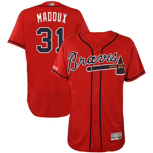 Braves #31 Greg Maddux Red Flexbase Authentic Collection Stitched MLB Jersey