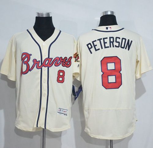 Braves #8 Jace Peterson Cream Flexbase Authentic Collection Stitched MLB Jersey
