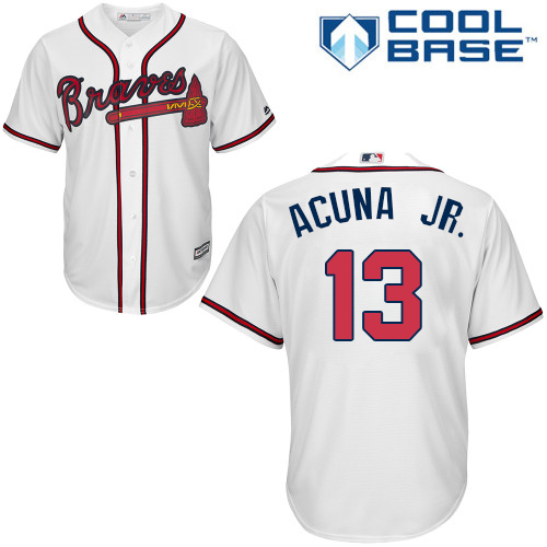 Braves #13 Ronald Acuna Jr. White New Cool Base Stitched MLB Jersey
