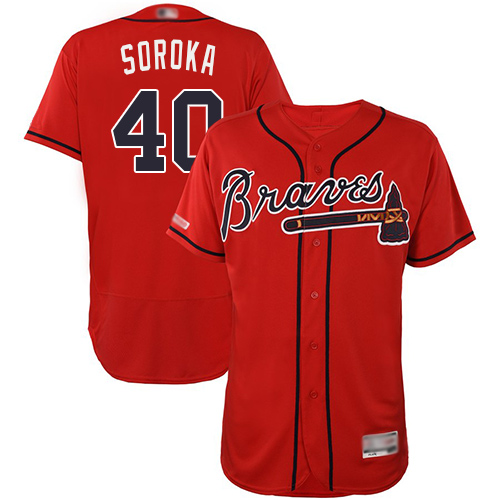 Braves #40 Mike Soroka Red Flexbase Authentic Collection Stitched MLB Jersey