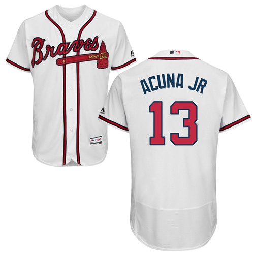 Braves #13 Ronald Acuna Jr. White Flexbase Authentic Collection Stitched MLB Jersey