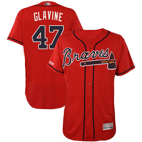 Braves #47 Tom Glavine Red Flexbase Authentic Collection Stitched MLB Jersey