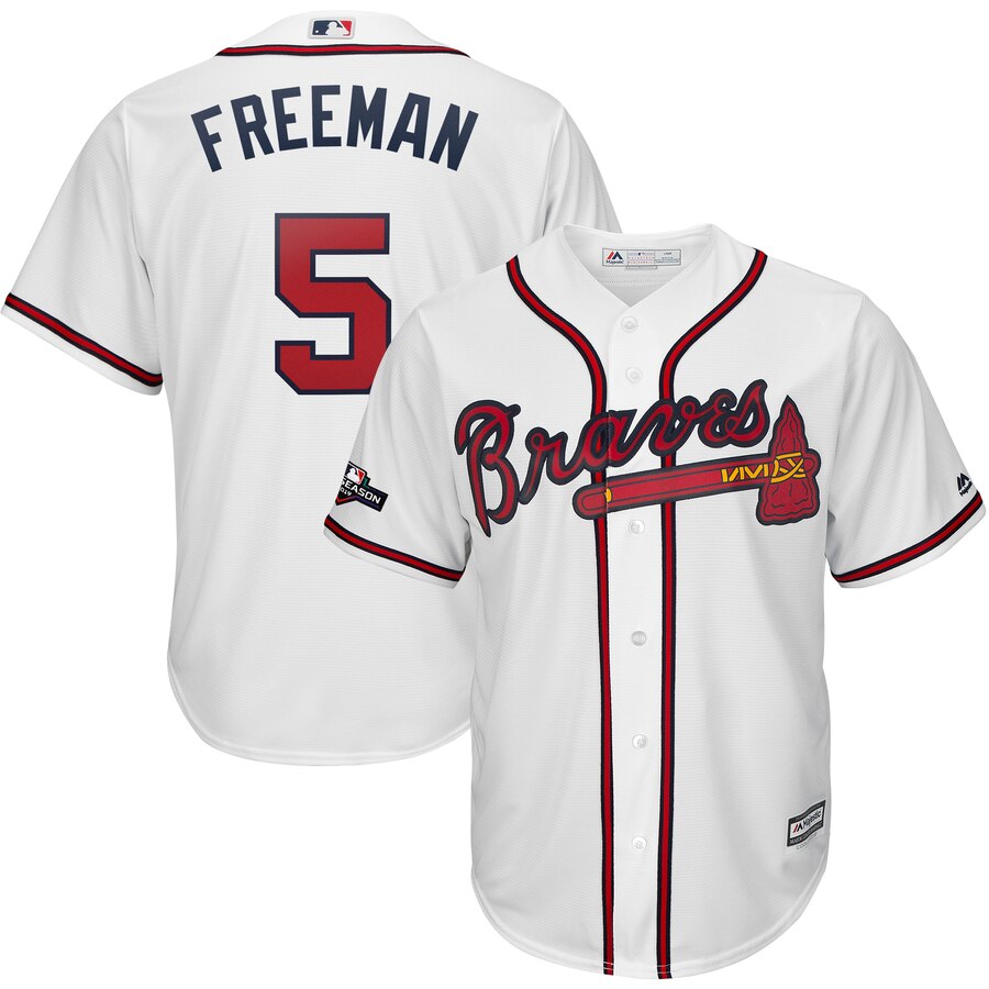 Atlanta Braves #5 Freddie Freeman Majestic 2019 Postseason Official Cool Base Player Jersey White