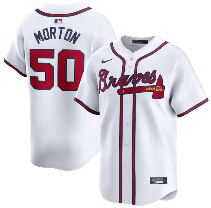 Men's Atlanta Braves #50 Charlie Morton White 2024 Home Limited Stitched Baseball Jersey