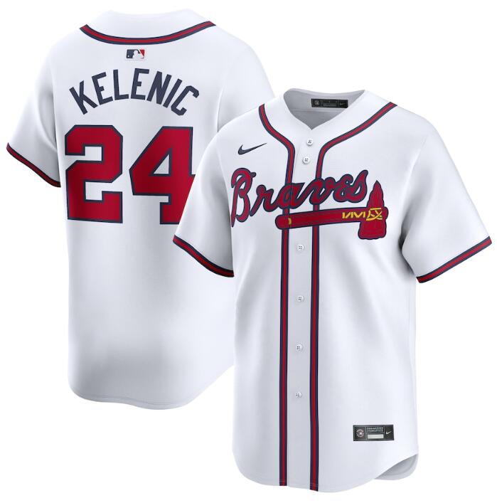Men's Atlanta Braves #24 Jarred Kelenic White 2024 Home Limited Stitched Baseball Jersey