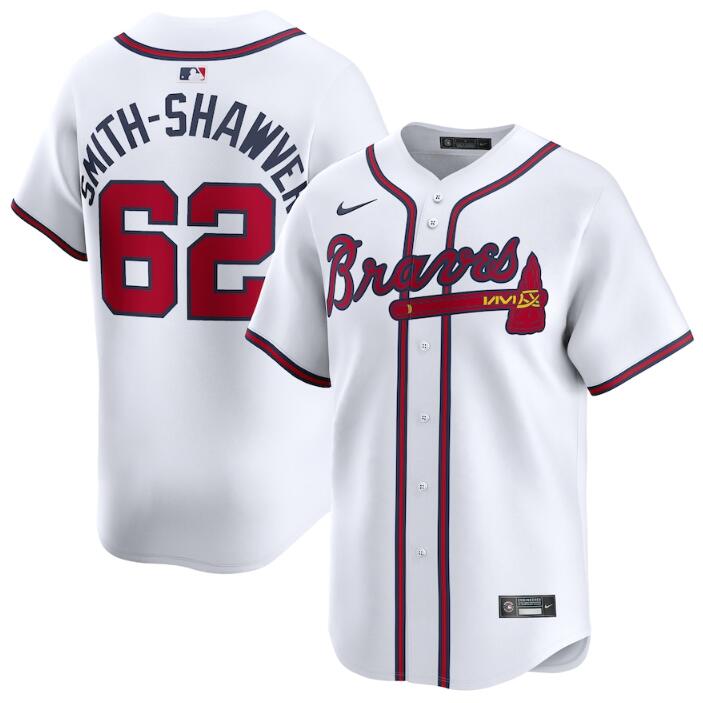 Men's Atlanta Braves #62 AJ Smith-Shawver White 2024 Home Limited Stitched Baseball Jersey