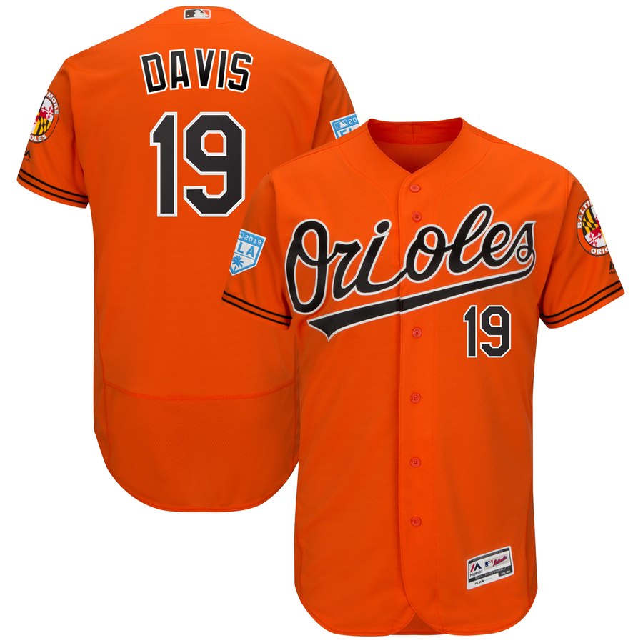 Orioles #19 Chris Davis Orange 2019 Spring Training Flex Base Stitched MLB Jersey