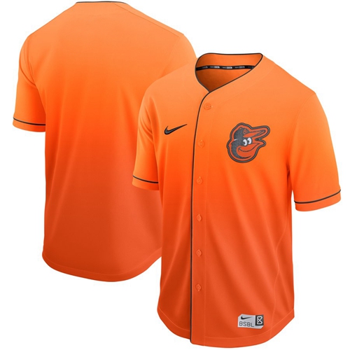 Nike Orioles Blank Orange Fade Authentic Stitched MLB Jersey