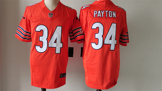 Men's Chicago Bears #34 Walter Payton Orange 2023 F.U.S.E. Limited Stitched NFL Jersey