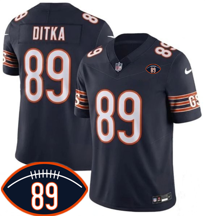Men's Chicago Bears #89 Mike Ditka Navy 2026 With Mike Ditka 89 Patch F.U.S.E. Vapor Untouchable Limited Stitched Football Jersey