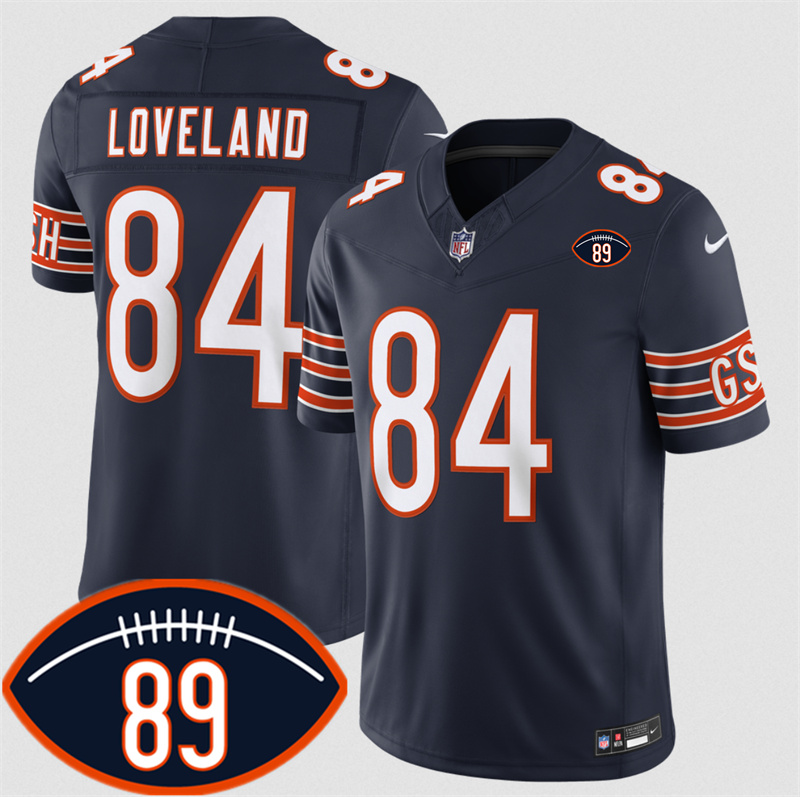 Men's Chicago Bears #84 Colston Loveland Navy 2026 With Mike Ditka 89 Patch F.U.S.E. Vapor Untouchable Limited Stitched Football Jersey