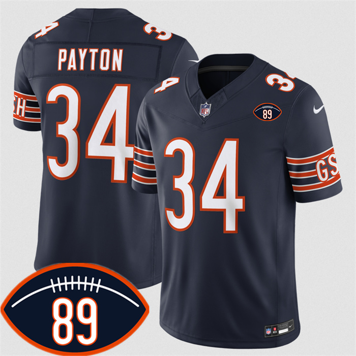 Men's Chicago Bears #34 Walter Payton Navy 2026 With Mike Ditka 89 Patch F.U.S.E. Vapor Untouchable Limited Stitched Football Jersey