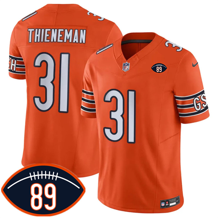 Men's Chicago Bears #31 Dillon Thieneman Orange 2026 F.U.S.E. With Mike Ditka 89 Patch Vapor Untouchable Limited Stitched Football Jersey