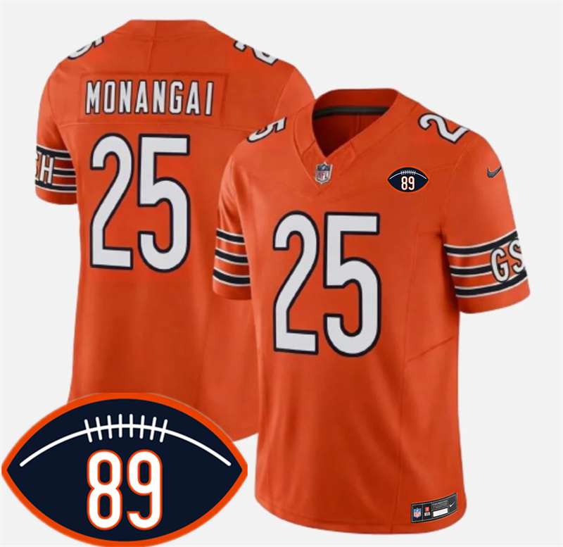Men's Chicago Bears #25 Kyle Monangai Orange 2026 F.U.S.E. With Mike Ditka 89 Patch Vapor Untouchable Limited Stitched Football Jersey