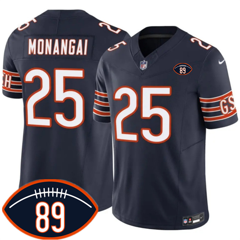 Men's Chicago Bears #25 Kyle Monangai Navy 2026 With Mike Ditka 89 Patch F.U.S.E. Vapor Untouchable Limited Stitched Football Jersey Men's Chicago Bears #25 Kyle Monangai Navy 2026 With Mike Ditka 89 Patch F.U.S.E. Vapor Untouchable Limited Stitched Football Jersey