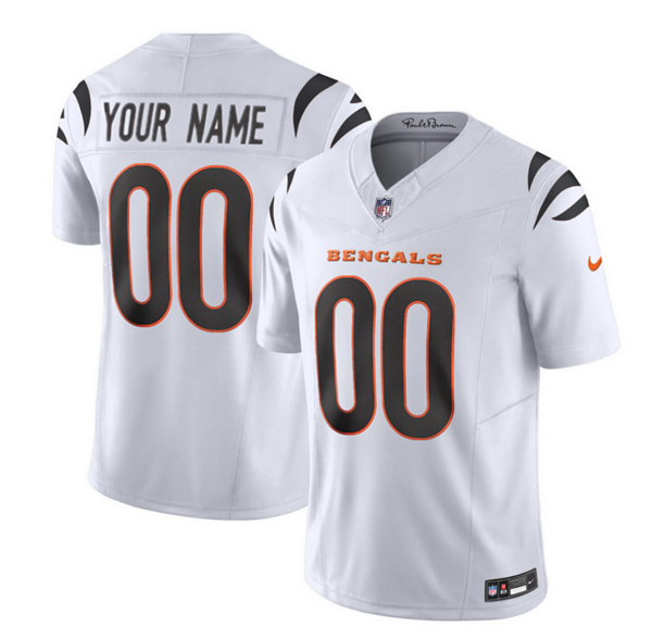 Men's Cincinnati Bengals Active Player Custom 2023 F.U.S.E. White Vapor Untouchable Limited Stitched Jersey