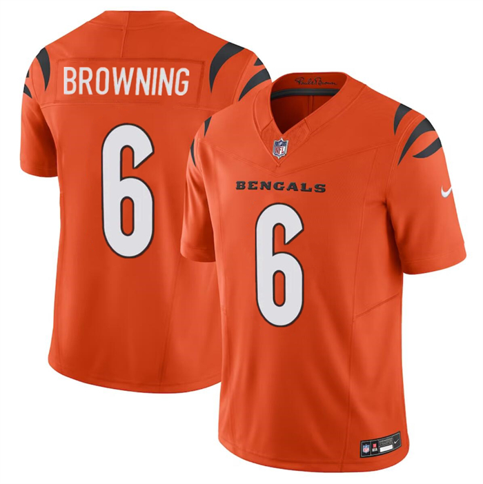 Men's Cincinnati Bengals #6 Jake Browning Orange 2023 F.U.S.E. Vapor Untouchable Limited Stitched Jersey
