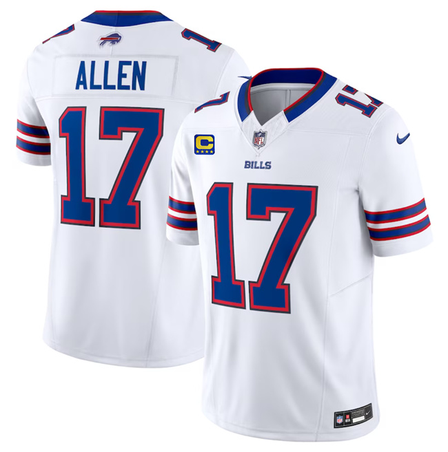 Men's Buffalo Bills #17 Josh Allen White 2023 F.U.S.E. With 4-Star C Patch Vapor Untouchable Limited Stitched Jersey