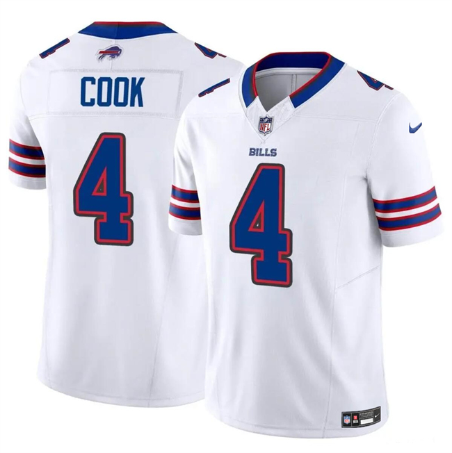 Men's Buffalo Bills #4 James Cook White 2023 F.U.S.E. Vapor Untouchable Limited Stitched Football Jersey