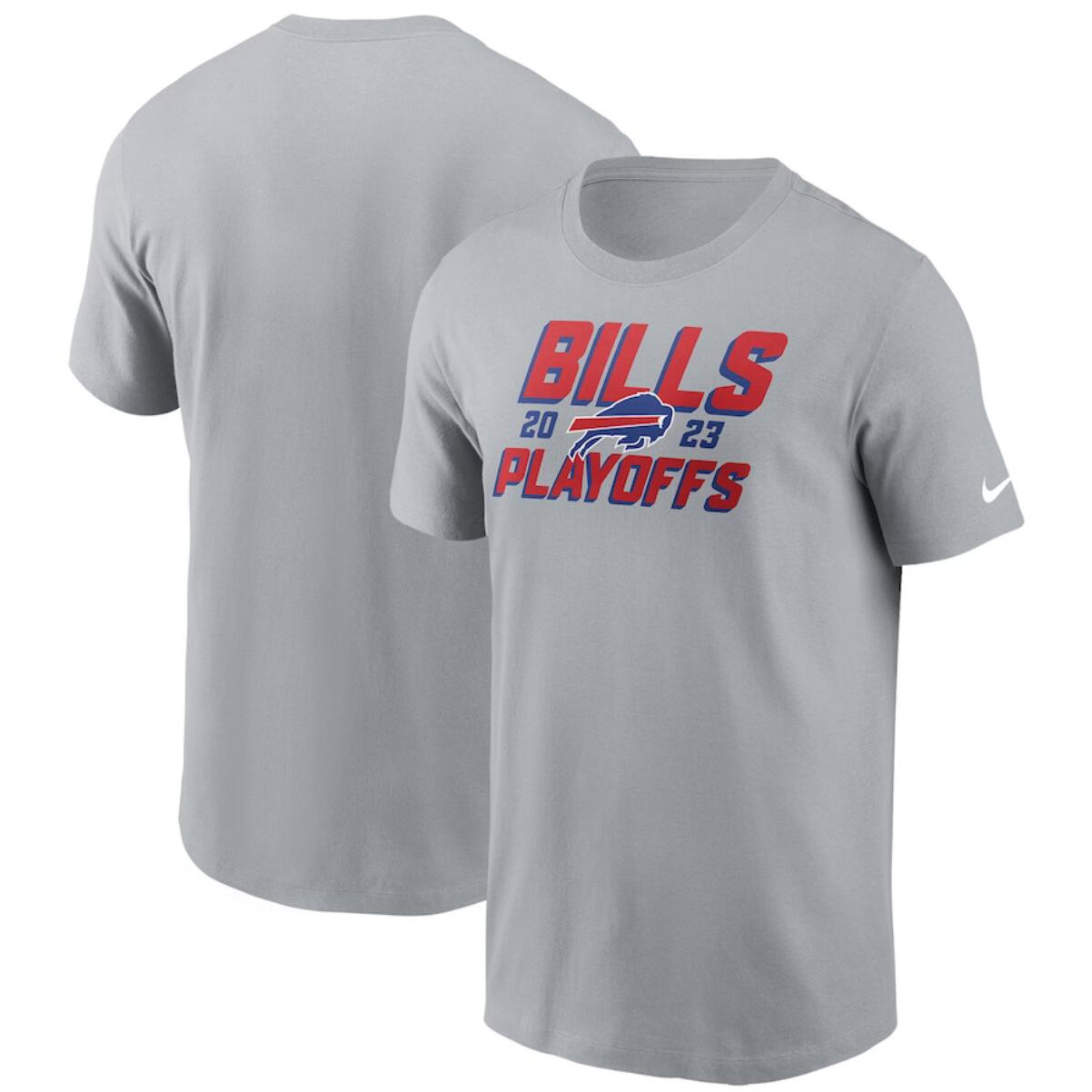 Men's Buffalo Bills Gray 2023 NFL Playoffs Iconic T-Shirt