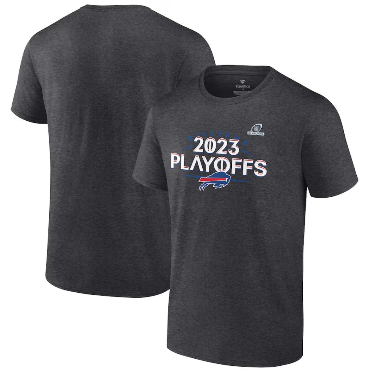 Men's Buffalo Bills Heather Charcoal 2023 NFL Playoffs T-Shirt