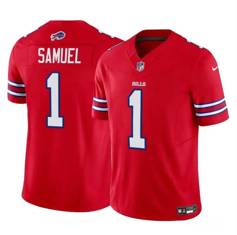 Men's Buffalo Bills #1 Curtis Samuel Red 2023 F.U.S.E. Vapor Untouchable Limited Stitched Football Jersey