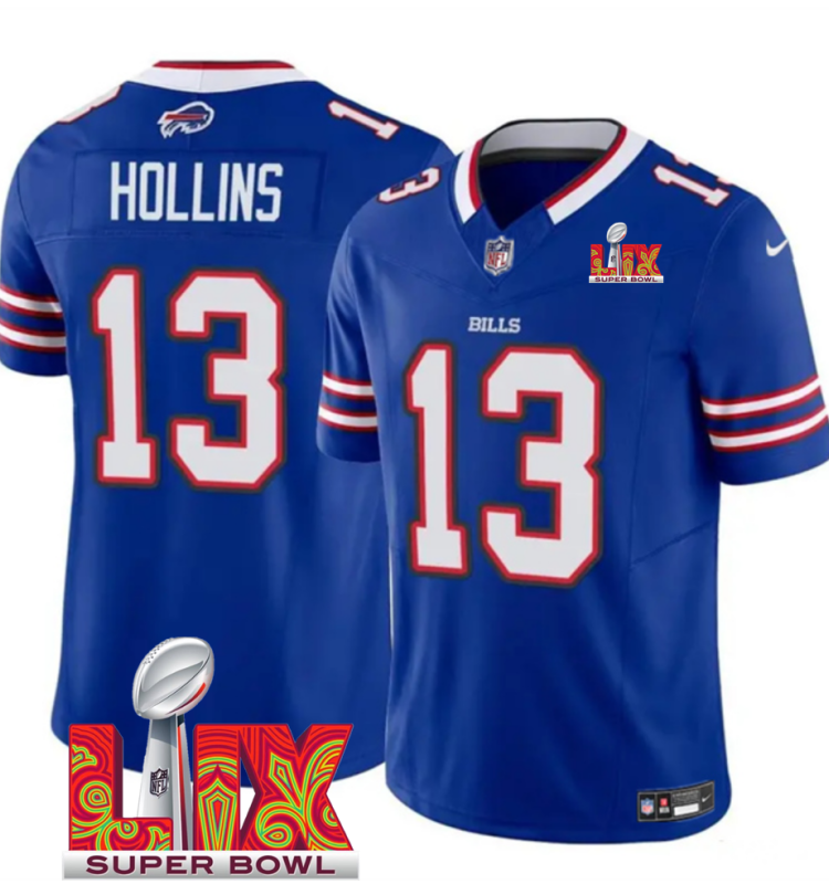 Men's Buffalo Bills #13 Mack Hollins Royal F.U.S.E. 24/25 Super Bowl LIX Vapor Untouchable Limited Stitched Football Jersey